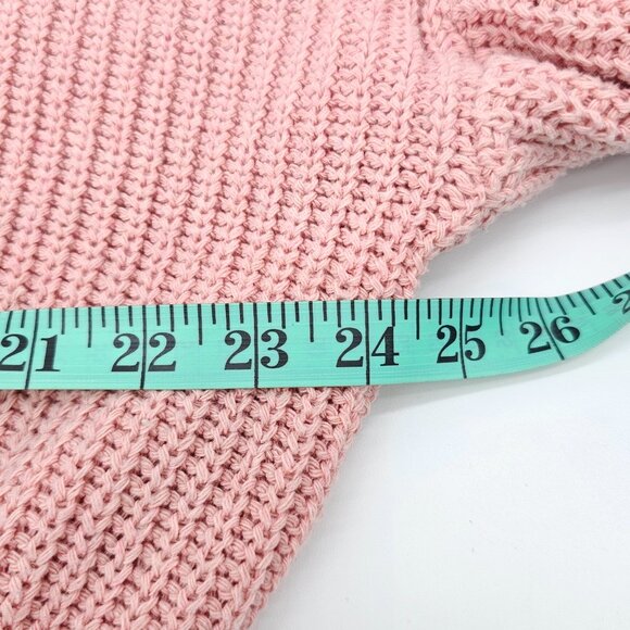Women's Pink Cropped Distressed Knit Sweater, Size S - Picture 12 of 16